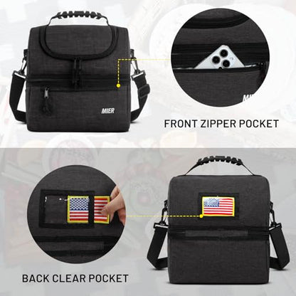 MIER Adult Lunch Box Insulated Lunch Bag Large Cooler Tote Bag for Men, Women, Double Deck Cooler (Dark Grey, Large) - color: Dark Gray, size: Large