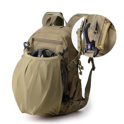 Mardingtop Small Tactical Backpack,Molle Hiking Backpack for Backpacking,Cycling and Biking,15L/25L Backpack - color: Khaki, size: 15L