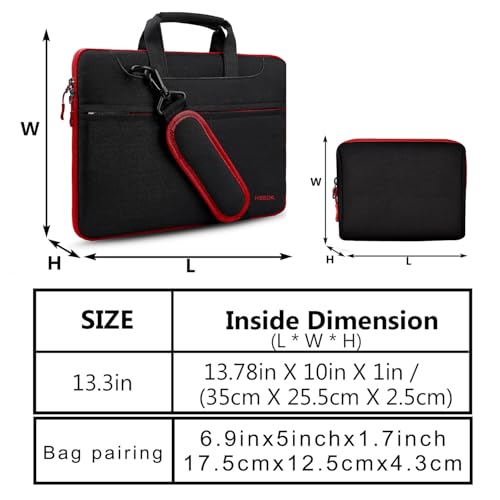 Hseok Laptop Shoulder Bag 13-14 inch with Small Case,Red Zipper - color: Red Zipper, size: 13"-14"