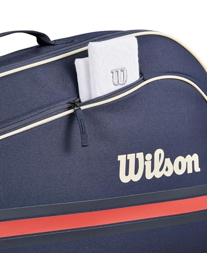WILSON 2025 Team Tennis Racket Bags - color: Navy/Red, size: Holds up to 3 Rackets