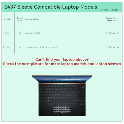 Smatree Elite Laptop Sleeve for 13.9 inch ASUS Zenbook S UX393, for 13.5 inch Microsoft Surface 5/4, Laptop Sleeve with Pocket, YKK Zipper, Patented Super-Corner Design (E437) - size: 13.9 inch/E437/Size: 32*23.2cm