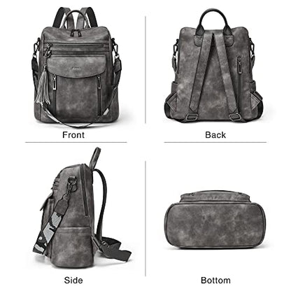 Shrrie Backpack Purse for Women Fashion Leather Backpack Purse Designer Travel Backpack Convertible Shoulder Bag with Wristlet - color: 1-4 Two-toned Deep Gray