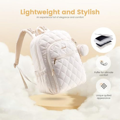 LOVEVOOK Diaper Bag Backpack,Puffer Quilted Baby Diaper Bag with Insulated Pockets,Travel Diaper Backpack for Boys Girls with Changing Pad,Water-Resistant Baby Bag for Mom Dad,Beige - color: Beige