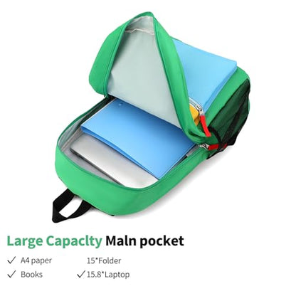 Backpack Set for Girls Boy Kids Backpack with Lunch Box for Elementary Primary Kindergarten School Bag (Green Blue Set, Large) - color: Green Blue