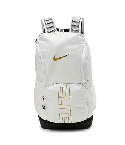 Nike, Unisex, Varsity Elite Backpack (32L), White/Black/Metallic Gold, One Size - color: White/Black/Metallic Gold, size: One Size