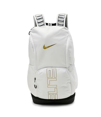 Nike, Unisex, Varsity Elite Backpack (32L), White/Black/Metallic Gold, One Size - color: White/Black/Metallic Gold, size: One Size