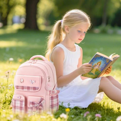 Girls Backpack Kids Backpack for Girls School Kawaii Bookbag Book Bag for Elementary Primary School - color: Pink-gz