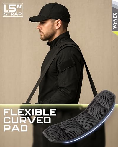 WYNEX Shoulder Strap Pad for Tactical Pouch, Universal Bag Strap with Detachable Thick Pad Single Shoulder Straps Replacement - color: Black, size: 1.5“ Strap