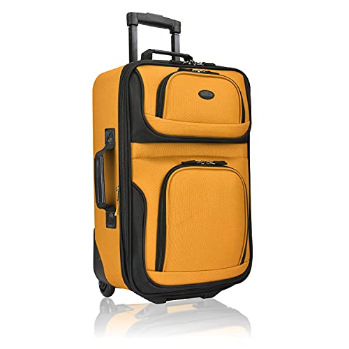 U.S. Traveler Rio Lightweight Softside Rolling Carry-on Suitcase, 2-Wheel Single, Orange - color: Orange, size: 21"
