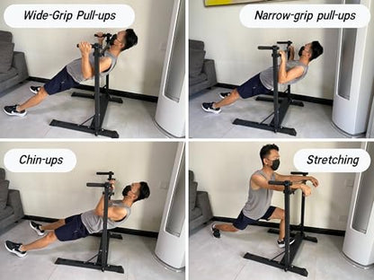 3-in-1 Dip Station, Bulgarian Split Squat & Calf Raise Stand with Heavy Duty Steel Frame | Home Gym Full Body Training Equipment