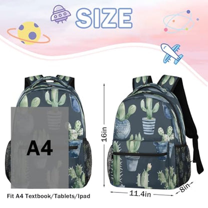 Cacti Plant Backpack with Chest Strap, Casual Backpack for Women Men, 16 Inch Daypack for Travel Work, Cactus - color: Gold