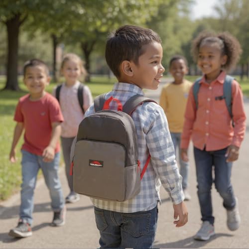 Trail maker 15 Inch Backpack for Kids, Preschool, Elementary & Middle School Students – Spacious Bookbag with Large Front Pocket, Adjustable Straps, Fits up to 13 Inch Laptop (Grey) - color: Grey