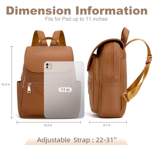 SYTRAH Mini Backpack Purse for Women, Causal Small Backpack with Built-in RFID Wallet & 11" Tablet Sleeve, Stylish Travel Daypack for Daily Brown - color: Brown