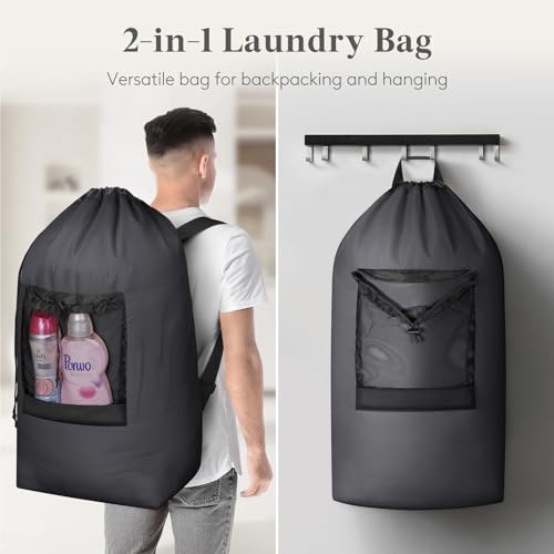 Lifewit Laundry Bag Backpack Travel, 90L, Gray - color: Dark Gray, size: 90L