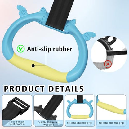 Gymnastics Rings, Children's Home Gym Equipment, Children's Adjustable Strap Strength Training Rings, Pulling Rings for Physical Training - color: blue