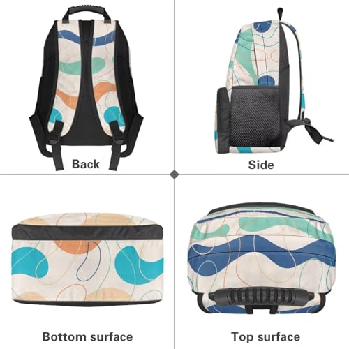Abstract Line Stripe Print Large Capacity 17 Inch Laptop Backpack for Men & Women - Durable Water Resistant College School Bookbag, Front Zipper Pocket & Side Water Bottle Pockets - color: Abstract Line Stripe Print