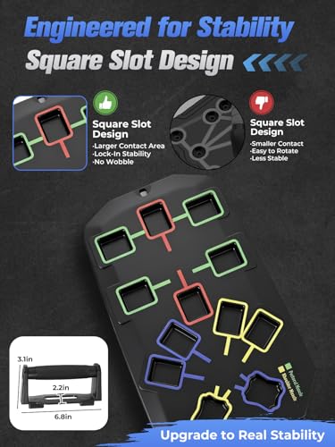 Push Up Board 20-In-1 Workout Equipment, Pushup Board with Handles, Puzzle-Style Snap Design with Square Slots, Home Gym Fitness Equipment for Chest, Shoulders, Back & Triceps, Men and Women - color: Black