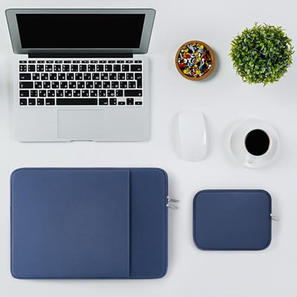 RAINYEAR Laptop Sleeve Case Compatible with 13.3 Inch Notebook Computer Chromebook 14" MacBook Pro/Max M1 M2 M3 M4 M5 Protective Cover Soft Bag with Front Pocket & Accessories Pouch (Navy Blue) - color: Navy Blue, size: 13"-13.3"