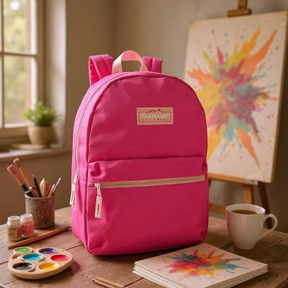 Trail maker Classic 17 inch Backpacks with Adjustable Padded Straps | School Backpacks for Girls, Boys (Pink) - color: Pink
