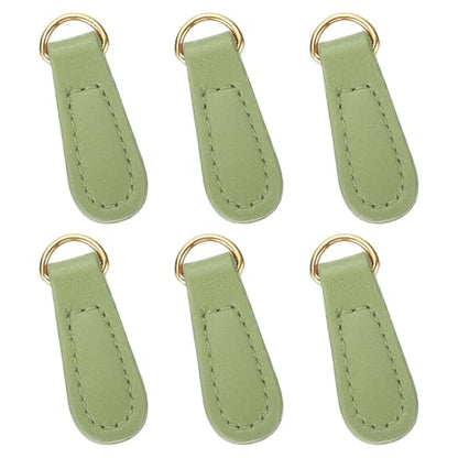 uxcell 6pcs Zipper Pull, 1.57 Inch Leather Zip Puller Zipper Replacement Repair Kit Head Handle for Luggage Clothing Jackets Backpacks Boots, Green - color: Green