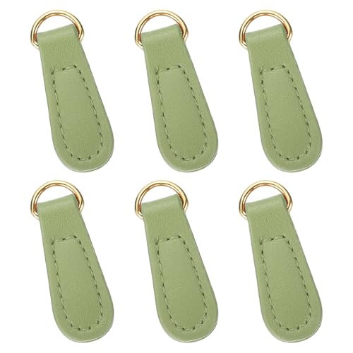 uxcell 6pcs Zipper Pull, 1.57 Inch Leather Zip Puller Zipper Replacement Repair Kit Head Handle for Luggage Clothing Jackets Backpacks Boots, Green - color: Green