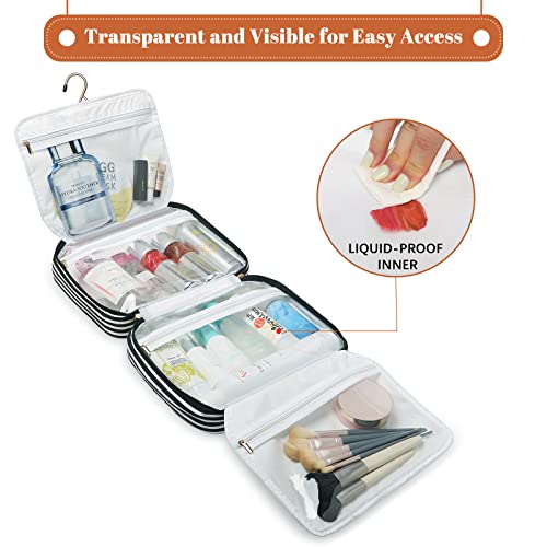 Bosidu Hanging Travel Toiletry Bag,Large Capacity Cosmetic Travel Toiletry Organizer for Women with 4 Compartments & 1 Sturdy Hook,Perfect for Travel/Daily Use/Christmas - color: Z-Black