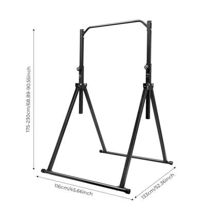 Power Tower Pull Up Bar Station Workout Dip Station, 440lbs Height Foldable Dip Station Pull Up Bar Free Standing Heavy Duty Strength Training Fitness Equipment for Home Gym Workout