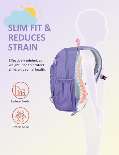 MOUNTAINTOP 18L Kids Backpack, Lightweight Children Daypack for Boys Girls, School Bag with Chest Strap, 29 * 16 * 45CM - color: Purple