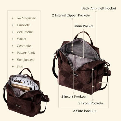 Backpack Purse for Women, Women Backpack Purse Small Leather Waterproof Anti-theft Shoulder Bags Handbags Ladies - color: Coffee