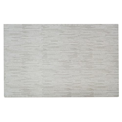 100 Sq. Ft 3/8 Inch Thick Printed Foam Tiles Interlocking Foam Mat, 24" x 24", 25 pcs, White Wood Grain Style Protective Flooring, for Home, Exercise or Trade Show - color: White Wood Grain