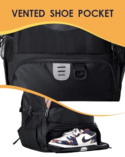 Basketball Bag Backpack for Men Women with Ball & Shoes Compartment 30L Capacity Lightweight Breathable Boys Girls Soccer Ball Bag Backpack Fit Volleyball Football Sports Travel School Gym - color: TK8Black