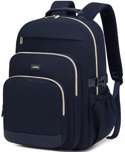 Large Laptop Backpack Bookbag for Women, Multi Compartment Teen Girls School Backpack for College High School Students Teacher Nurse Work Back Pack Travel Carry On, Navy - color: Darkblue, size: 15.6in
