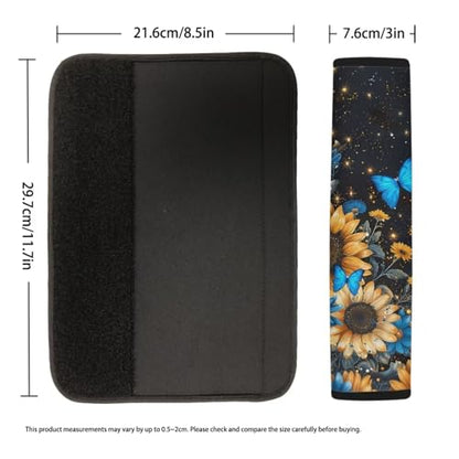 Dreaweet Soft Seat Belt Cover Pad Sunflower Butterfly Seatbelt Covers Car Accessories for Men Boys,Car Seat Belt Covers for Adults Kids - color: Sunflower Butterfly