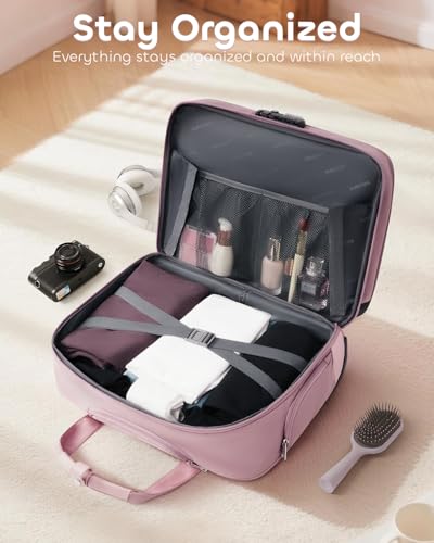AUROTIER Rolling Laptop Bag Women, Rolling Briefcase for Women with Dual Lock, 16 Inch Computer Bag with Wheels, Roller Underseat Carry On Luggage Personal Item Suitcase for Work Travel Business - color: Pink