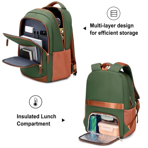 BOVIP Travel Backpack For Men Women,40L Carry On Backpack Flight Approved,TSA Personal Item Travel Bag Fits 17 Inch Laptop,Business Weekender Overnight Daypack Green - color: Green