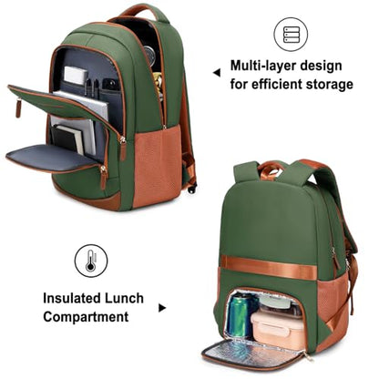 BOVIP Travel Backpack For Men Women,40L Carry On Backpack Flight Approved,TSA Personal Item Travel Bag Fits 17 Inch Laptop,Business Weekender Overnight Daypack Green - color: Green