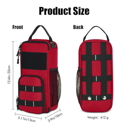 12.6" Heavy Duty Small Tool Bag Pouch for Men with Multiple Pockets,Red - color: Red