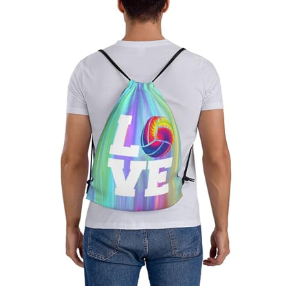 Love Volleyball Unisex Drawstring Backpack Bag Sport Gym Travel Swim Sackpack - color: Love Volleyball5