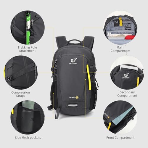 SKYSPER Small Hiking Backpack, 20L/30L Lightweight Travel Backpacks Hiking Daypack for Women Men - color: Lantc20-darkgray, size: 30L