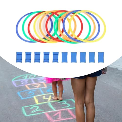 10 Pieces Speed Agility Rings Set Exercise Circle Jumping Hoops with Buckles Construction Suitable for Soccer Practice Kids