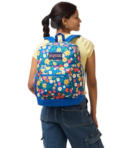 JanSport Cross Town Plus Backpack - Large Main Compartment, Side Water Bottle Pocket, 15-Inch Padded Laptop Sleeve - Flower Market - color: Flower Market