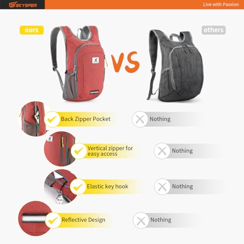SKYSPER Small Daypack 10L Hiking Backpack Packable Lightweight Travel Day Pack for Women Men - color: Red, size: 10l