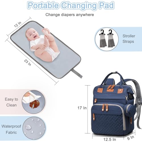 SHITIESHOU Diaper Bag Backpack Baby Bag for Mom Dad with Changing Pad, 19 Pockets, Large Waterproof Travel Baby Girl Boy Toddle Diaper Bag with Insulated Pocket, Baby Shower Gifts, Blue - color: Blue