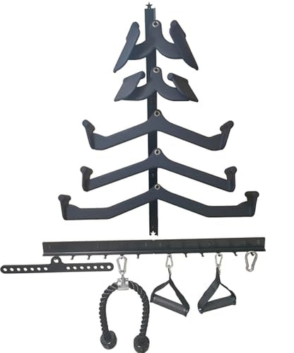 LAT Pull Down Bar Storage Rack Gym Storage Wall Organizer for Lat Pulldown Attachments, Cable Attachments Rack for Gym Accessories, Workout Equipment Storage