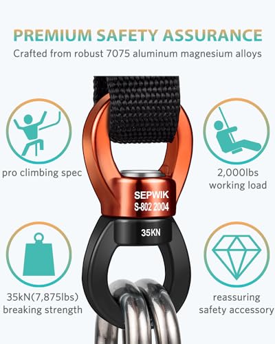 Swing Swivel, 35KN Swing Spinner, 360° Safety Rotational Device Hanging Accessory for Hanging Hammock, Web Tree Swing, Aerial Dance, Children's Swing - color: Orange Black