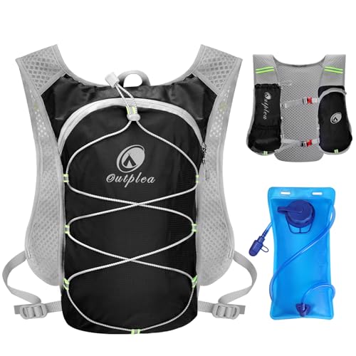 Lightweight Hydration Backpack with 2L Water Bladder for Men Women, Small Water Backpacks Running Vest for Hiking - color: Black