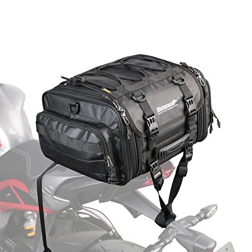 Rhinowalk Motorcycle Tail Bag Expandable 19-26L Motor Travel Luggage Motorbike Rear Rack Trunk Storage Bag with Waterproof Rain Cover Motorcycle Accessories,Black - color: Black-26L