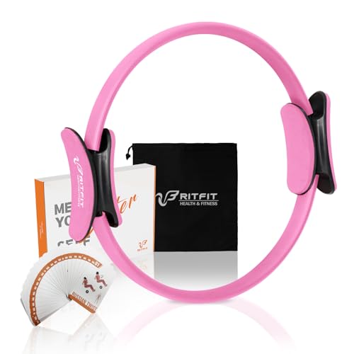 RitFit Pilates Ring Circle - 14 Inch Magic Fitness Circle for Toning Inner & Outer Thighs, Bonus Workout Guide Included - style: Pink