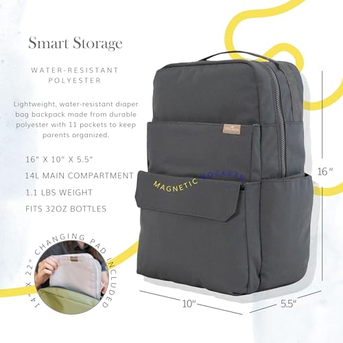 RED ROVR Roo Lightweight 1 LB Diaper Bag Backpack | 11 organizational pockets| Durable & Water-Resistant (Charcoal) - color: Charcoal