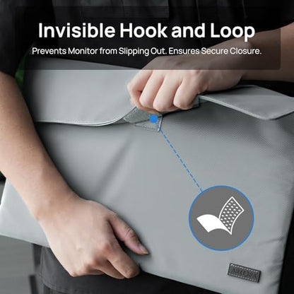ARZOPA 17.3" Portable Monitor Sleeve Bag, PU Leather Laptop Case for Travel, Grey - size: 17.3"